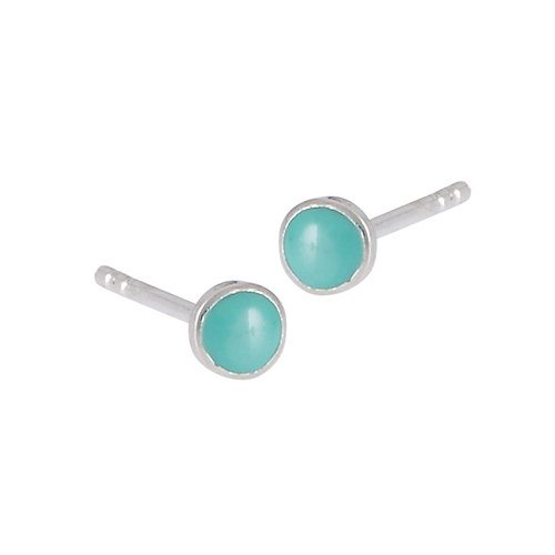 Turquoise Stud Earrings Sterling Silver - Hazari Creations