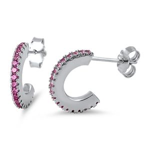 Pink Crystal Earrings Sterling Silver