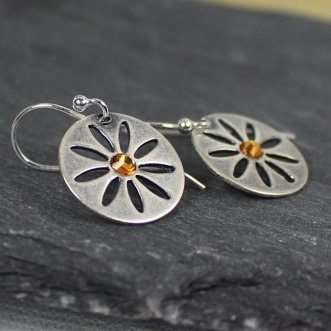 Flower Earrings With Choice Of Swarovski Crystal Birthstone Color