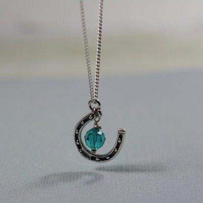 Horse Shoe Necklace,  Sterling Silver Lucky Jewelry