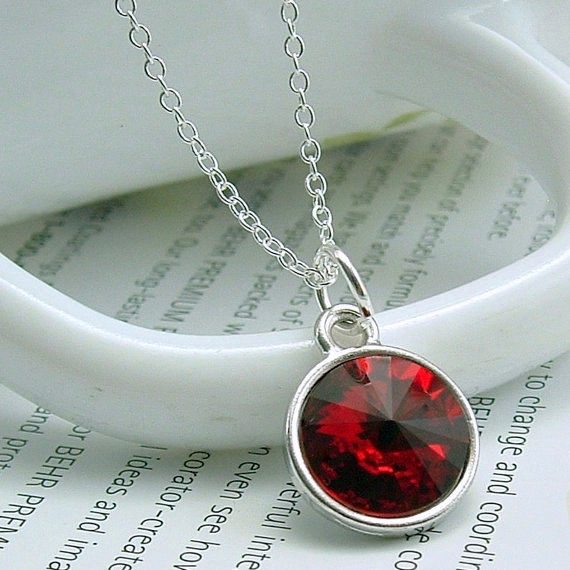 Red Swarovski Crystal Necklace,  Red Crystal Jewelry, Gift For Her