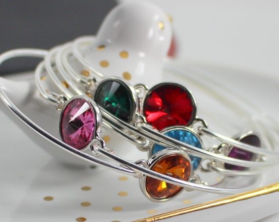 Colored Bangle  Bracelet, Swarovski Stone Bangle Bracelets