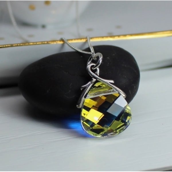 Swarovski Crystal Aurora Borealis Necklace, A B  Crystal Necklace