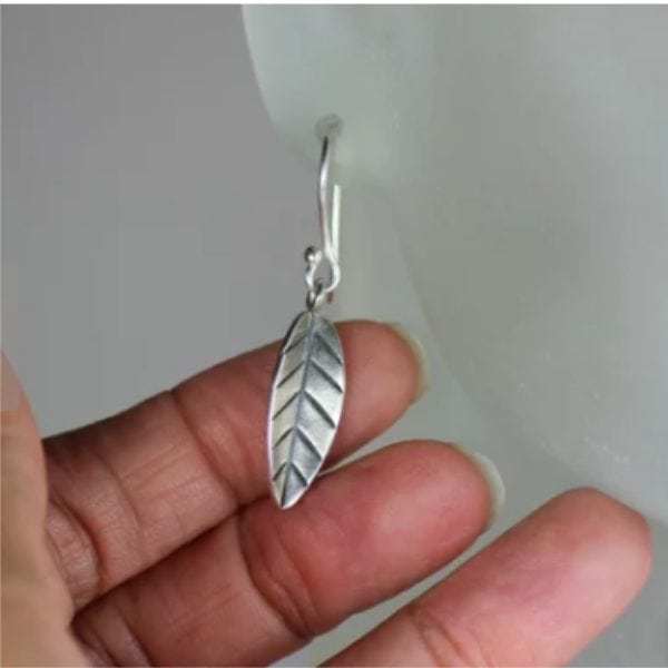 silver leaf earrings