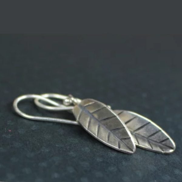 silver leaf earrings