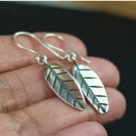 silver leaf earrings