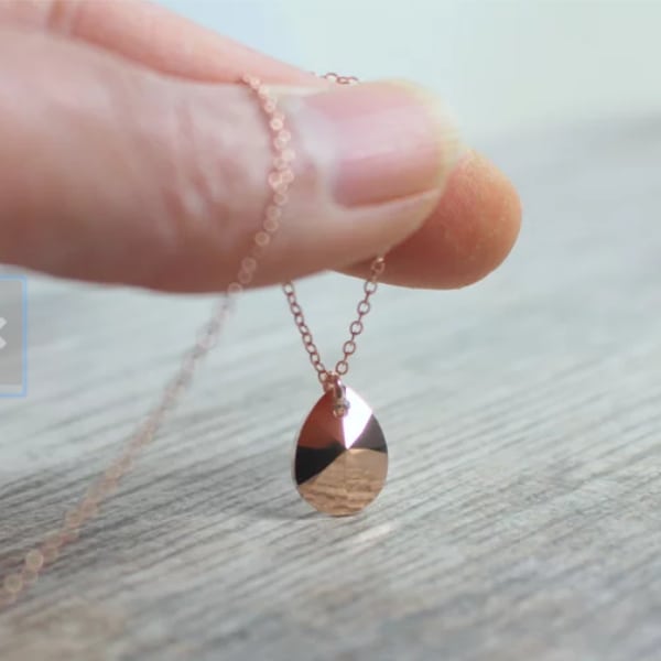Rose Gold Drop Necklace, Rose Gold Jewelry