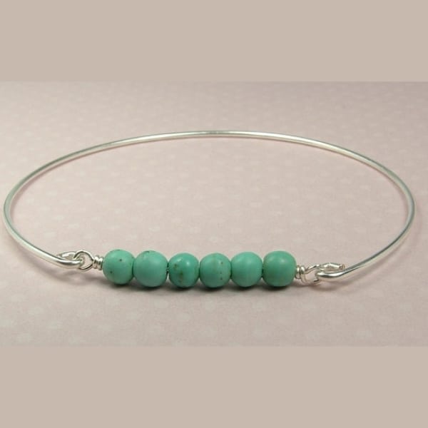 Turquoise Beaded Bangle Bracelet, Turquoise Bangle Bracelet