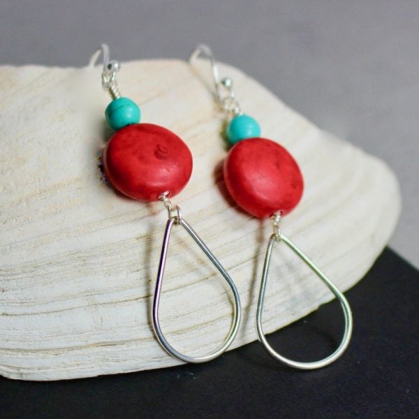 red turquoise earrings