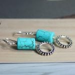 turquoise circle link earrings