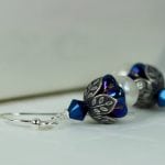 iris blue pearl earrings