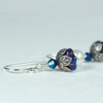 iris blue pearl earrings