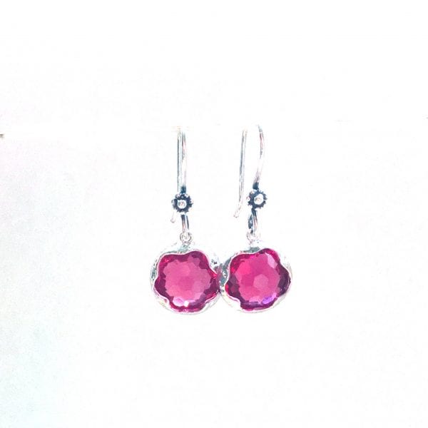 red faceted crystal earrings