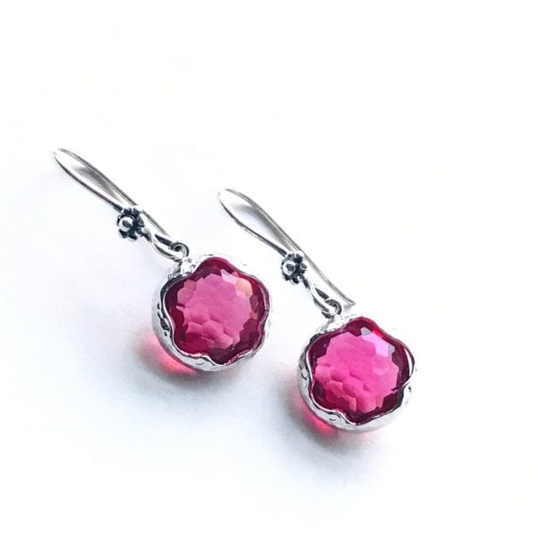 red faceted crystal earrings 1