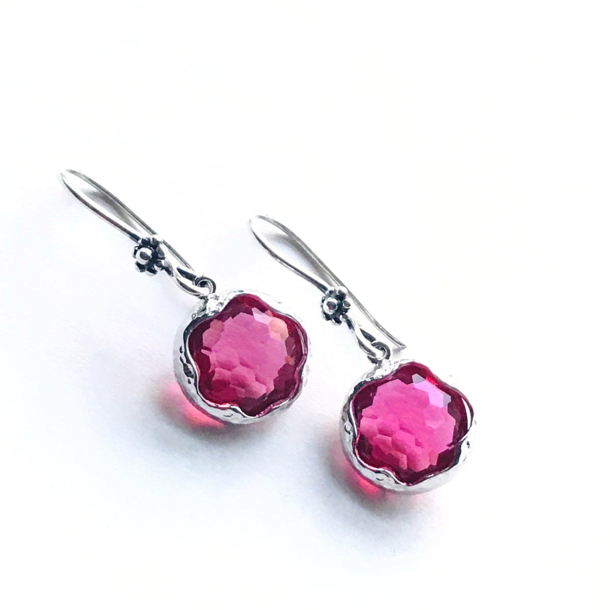 Sparkly Hot Pink Crystal Earrings,  Ruby Crystal Jewelry