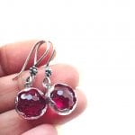 red faceted crystal earrings