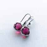 red faceted crystal earrings